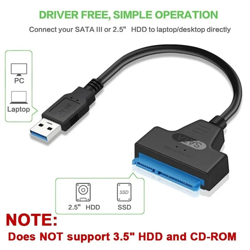 Coolcirc USB 3.0 To Sata Cable For 2.5 Inch External HDD SSD Hard Drive Adapter SATA To USB Hard Disk Adapter Cable