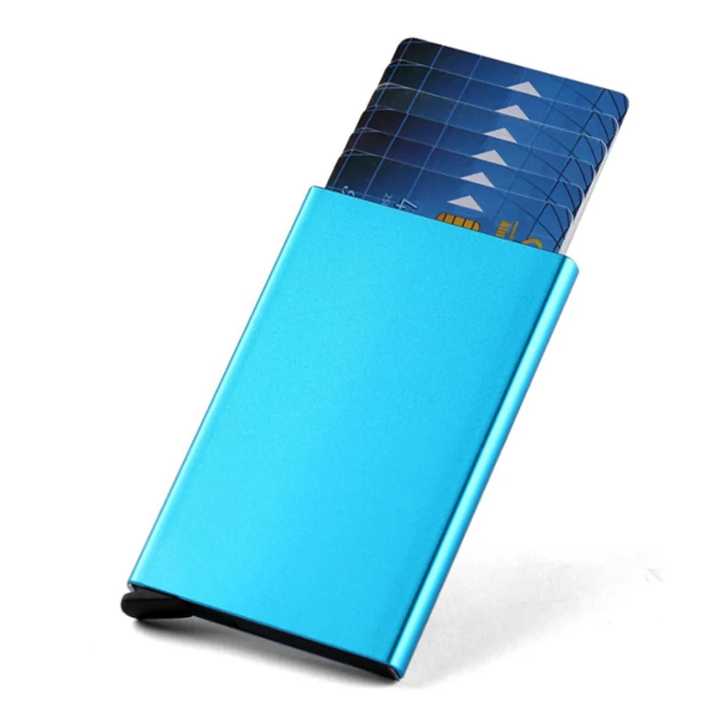 Slim Pop Up Wallet Minimalist Credit Card Holder For Men Women RFID Blocking Mini Metal Case