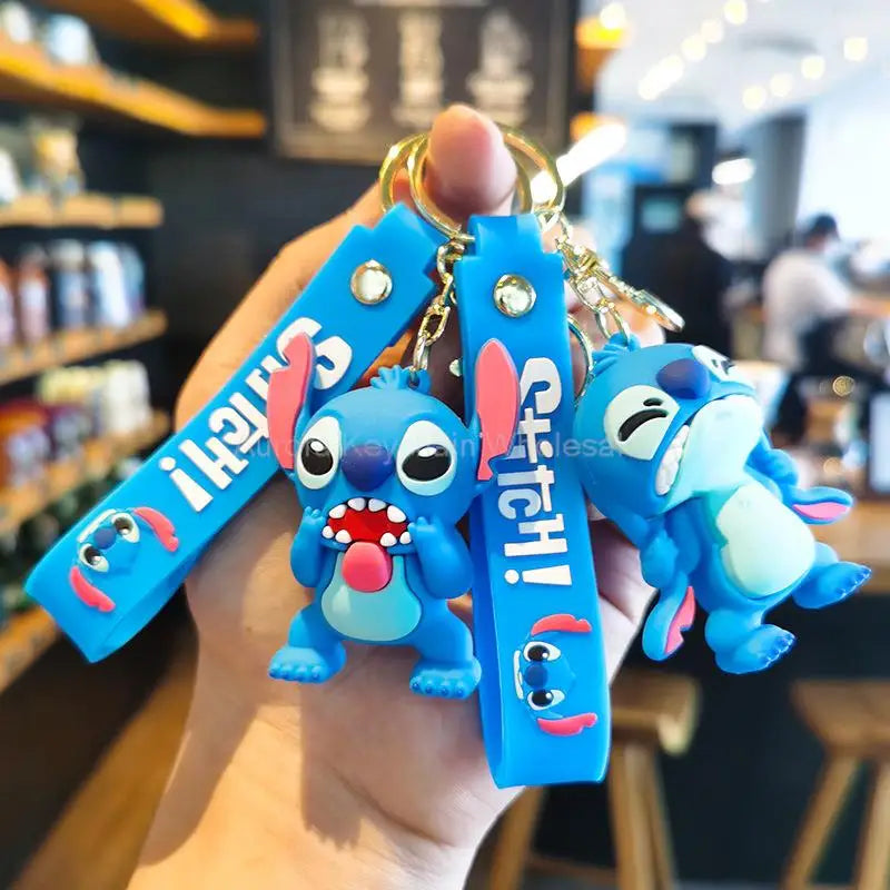 New Anime Disney Keychain Cartoon Mickey Mouse Minnie Lilo & Stitch Cute Doll Keyring Ornament Key Chain Pendant Kids Toys Gifts