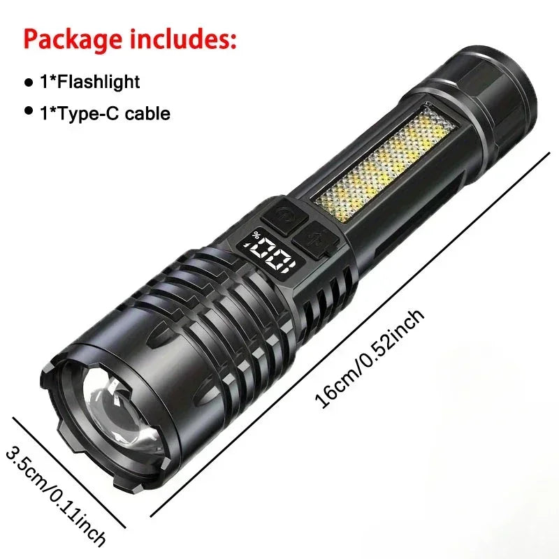 High Power Rechargeable Flashlight Built-in Battery Strong Lamp Tactical Torch Light Outdoor Camping Hiking Flashlights