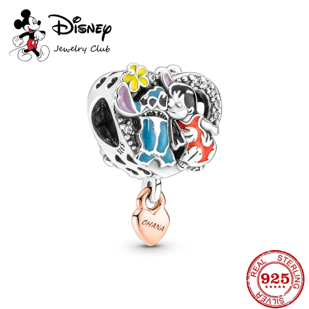 Disney 925 Silver Dumbo Clip Charm Mickey Minnie Love Heart Beads Fit Original Pandora Bracelets DIY Pendant Women Jewelry Girl