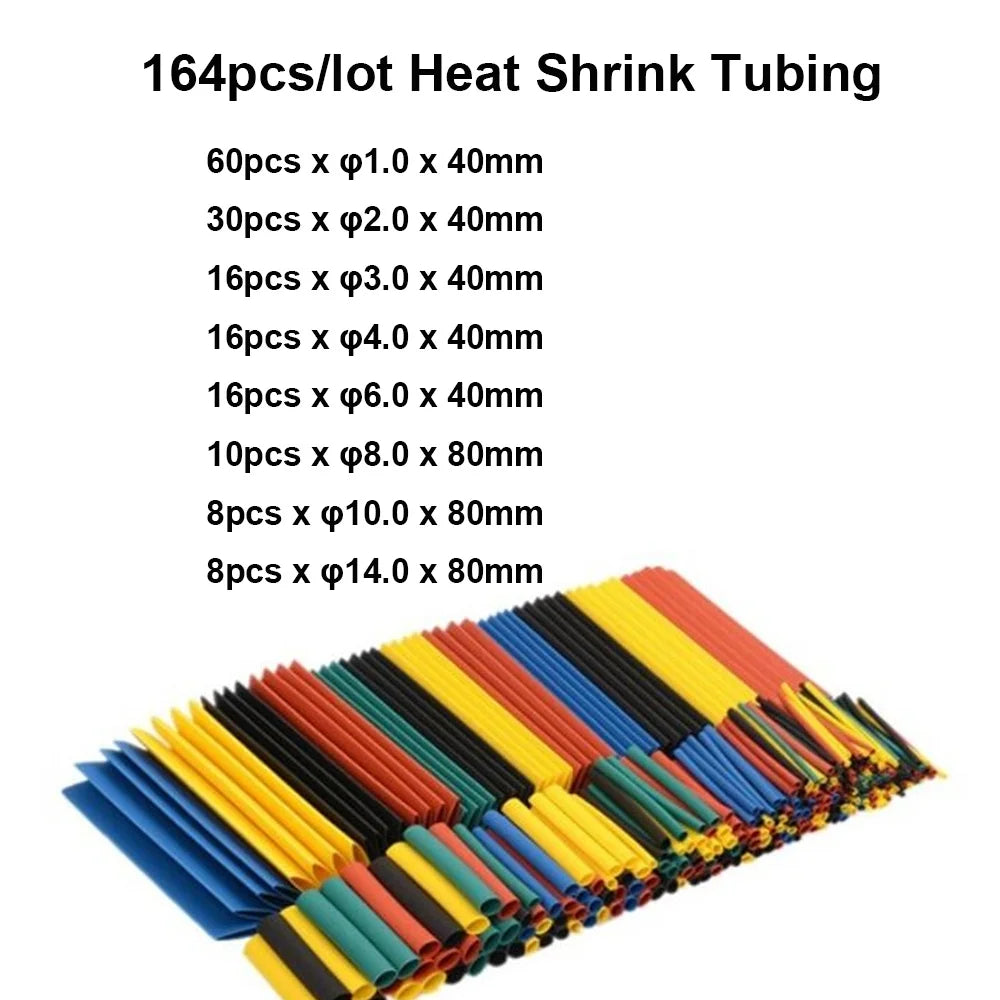 164/328/530 Pcs 2:1 Polyolefin Shrinking Assorted Heat Shrink Tube Wrap Wire Cable Insulated Sleeving Tubing Set