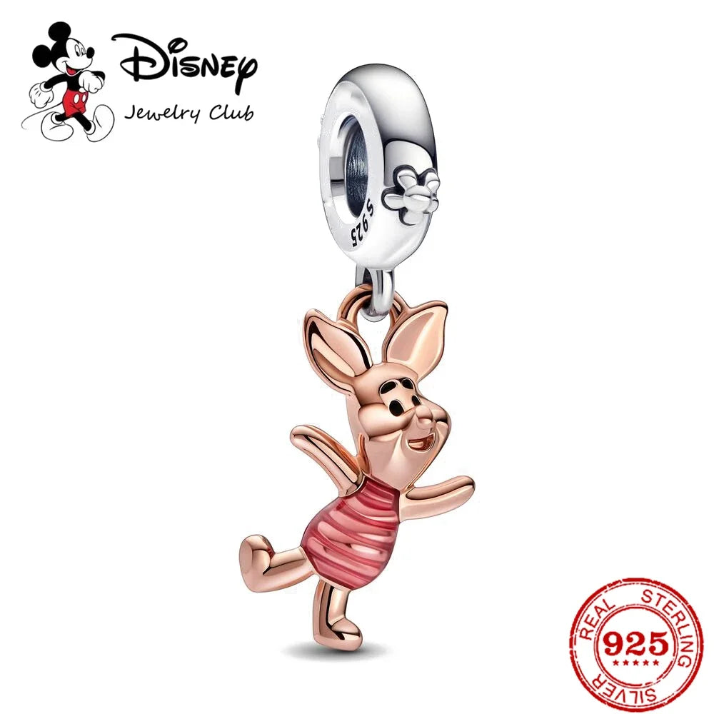 Disney 925 Silver Dumbo Clip Charm Mickey Minnie Love Heart Beads Fit Original Pandora Bracelets DIY Pendant Women Jewelry Girl