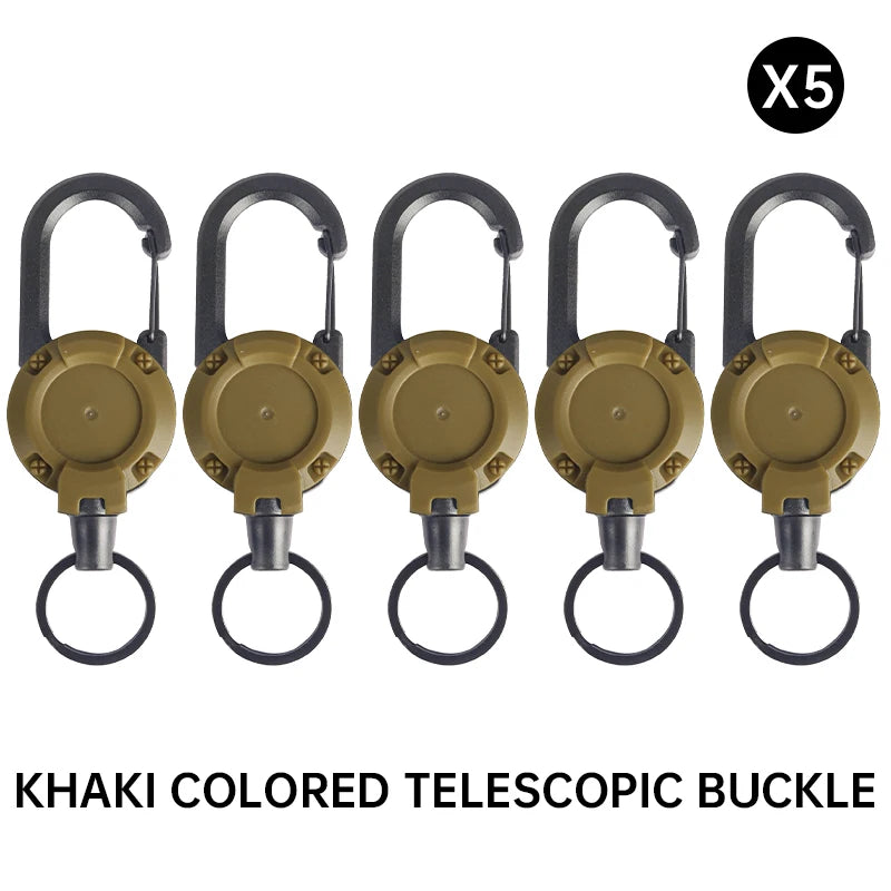 Adjustable Key Chain Adopts Steel Wire Rope Anti-fall Easy To Pull Buckle Elastic Hook Type Telescopic Buckle To Prevent Loss