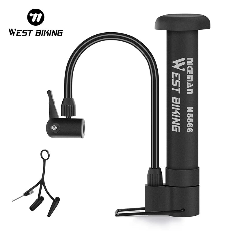 WEST BIKING MTB Bicycle Pump 80 PSI Bike Manual Air Pump Balloon Tire Inflator Schrader Valve Floor Pump Cycling Accesories