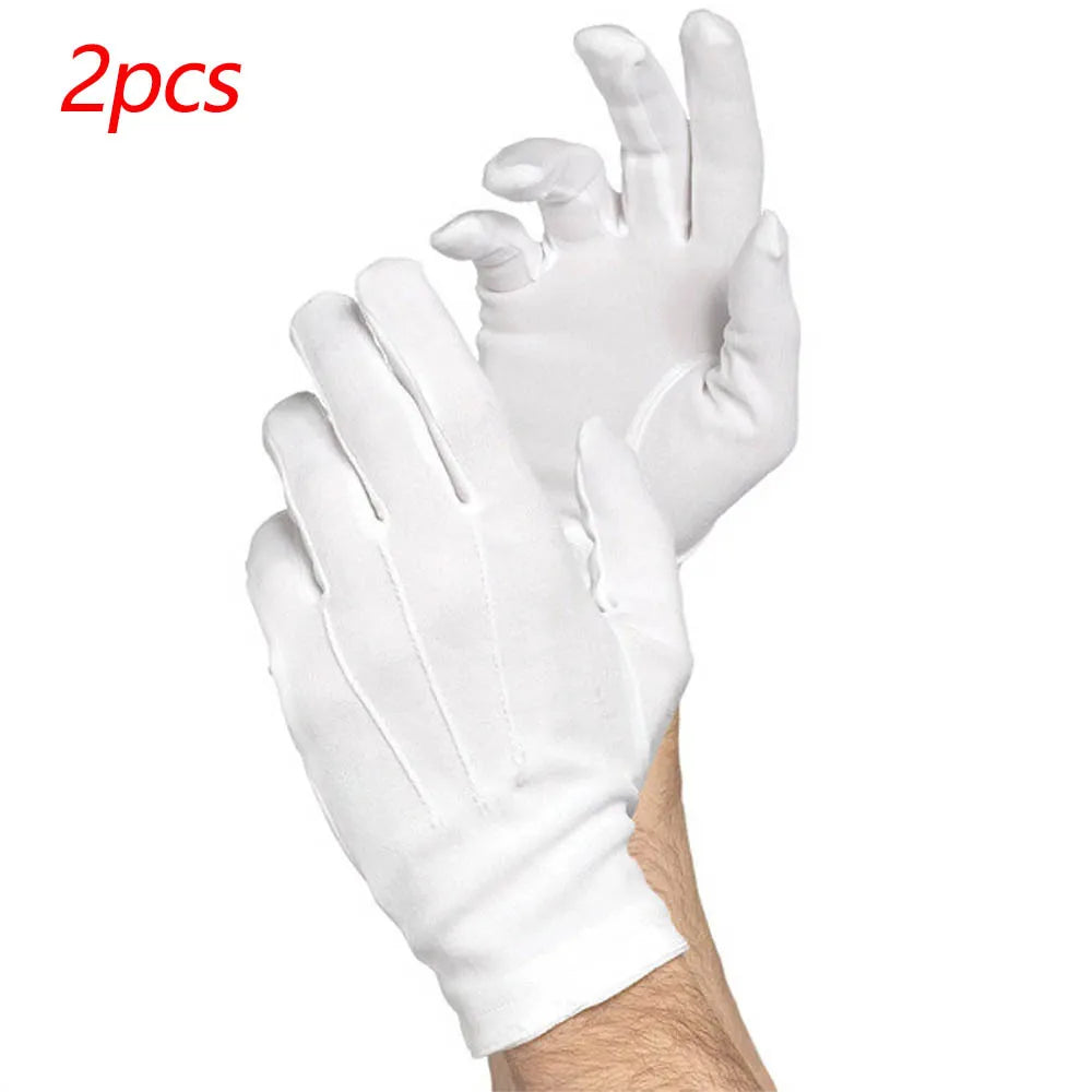 1pair White Cotton Gloves Men Formal Tuxedo Uniform Gloves Honor Guard Parade Ceremony Costume Cosplay Coin Jewelry Butler Glove