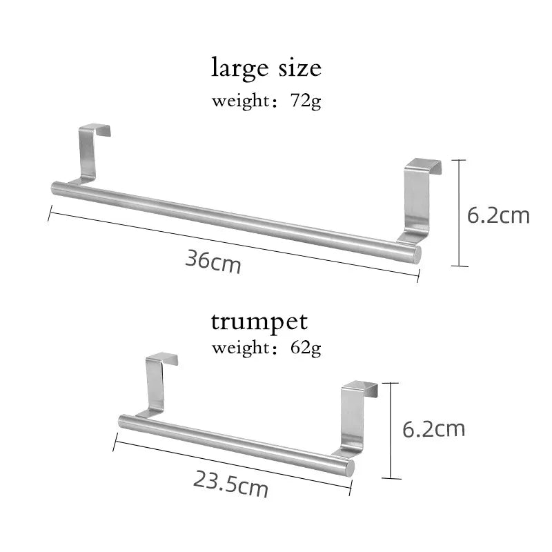 Multi-purpose Stainless Steel Single Rod Towel Rack Free Punch Cabinet Door Back Rag Hanger Towel Rod