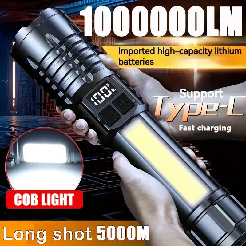 High Power Rechargeable Flashlight Built-in Battery Strong Lamp Tactical Torch Light Outdoor Camping Hiking Flashlights