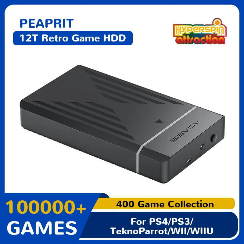 New 12TB Hyperspin Retro Gaming HDD With 100000+ Retro Games For PS4/PS3/PS2/X BOX/Wii/Wiiu/SS/N64 Portable HDD For Win 7/8/10