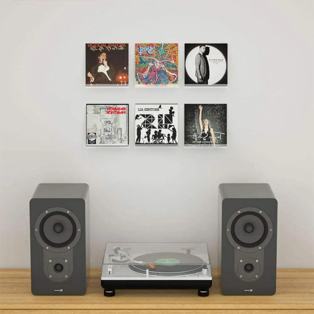 Creative 4/7/12inch Record Display Stand Clear Wall Mounted Vinyl Record Holder Acrylic CD Shelf