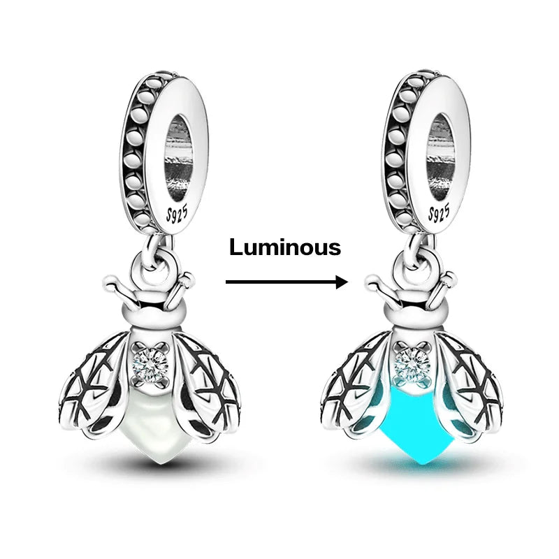 2024 New 925 Silver Original Charms Glow-In-The-Dark Fireflies Women Pendant Beads For Pandora Charm Bracelet  DIY Jewelry Gift