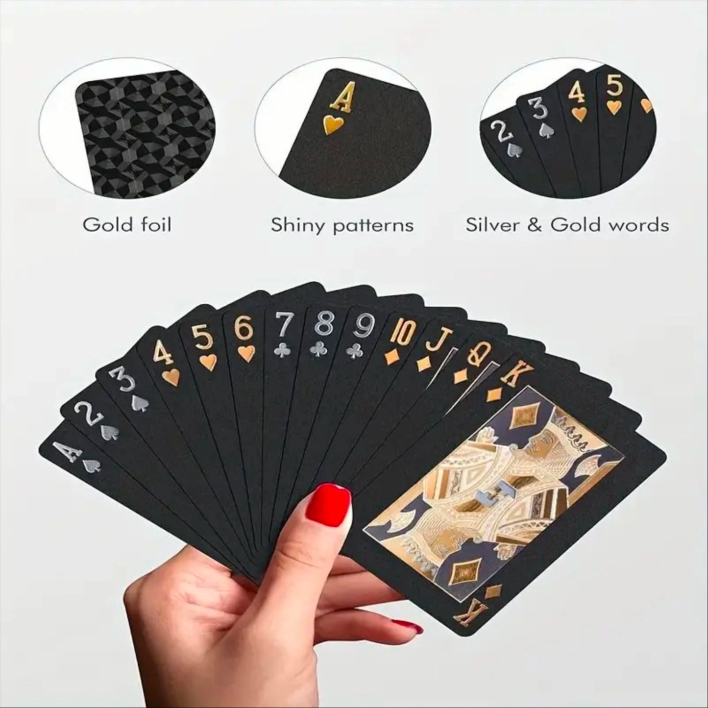 Black Golden Foil Poker Waterproof Plastic Playing Cards Matte  Table Games For Gift Collection