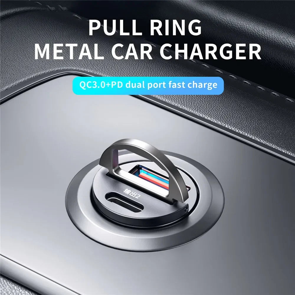 Mini Car USB/QC3.0 PD Charger 12-24V Fast Charging Car USB Type C Charger Lighter for Xiaomi Samsung Huawei iPhone