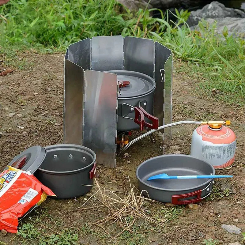 Ultralight Outdoor 10 Plates Foldable Wind Shield Camping Stoves Windshield Foldable Gas Cookers Wind Deflectors Stove