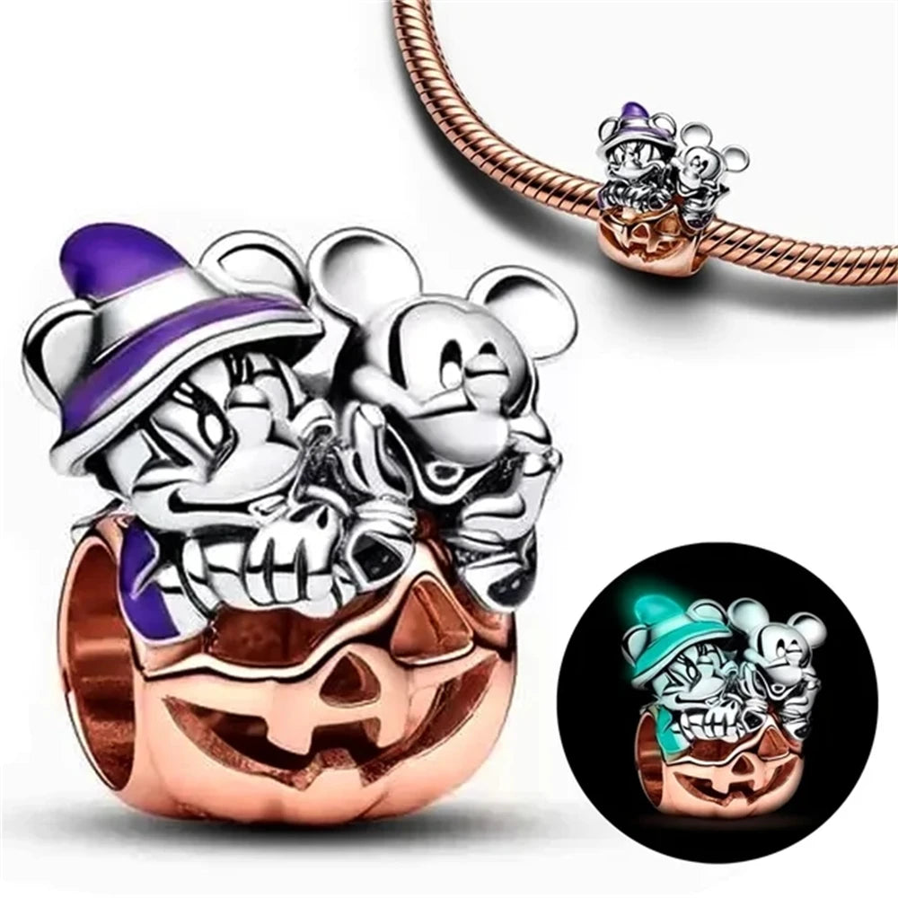 925 Sterling Silver Herocross 2024 Minnie Mickey Charm Beads Fit Original Pandora Bracelet DIY Jewelry Christmas Gift