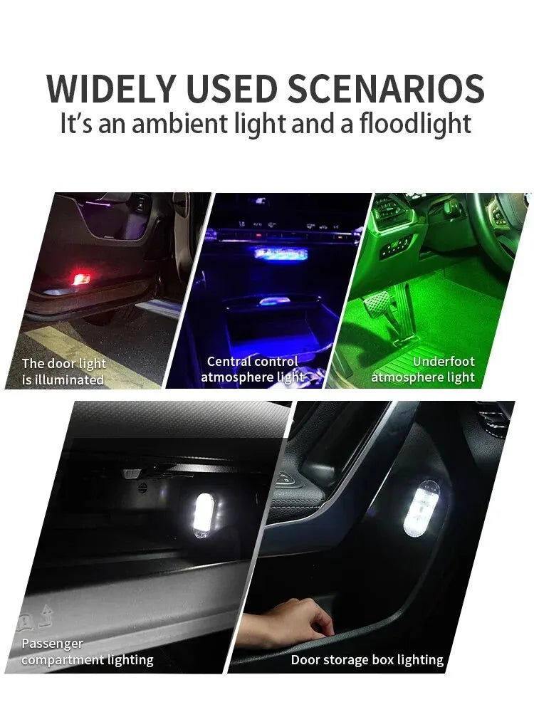 High Brightness LED Touch Light USB Charging Car Interior Lighting Magic Sticker Ambient Lamp With Strobe Mode For Multi-color