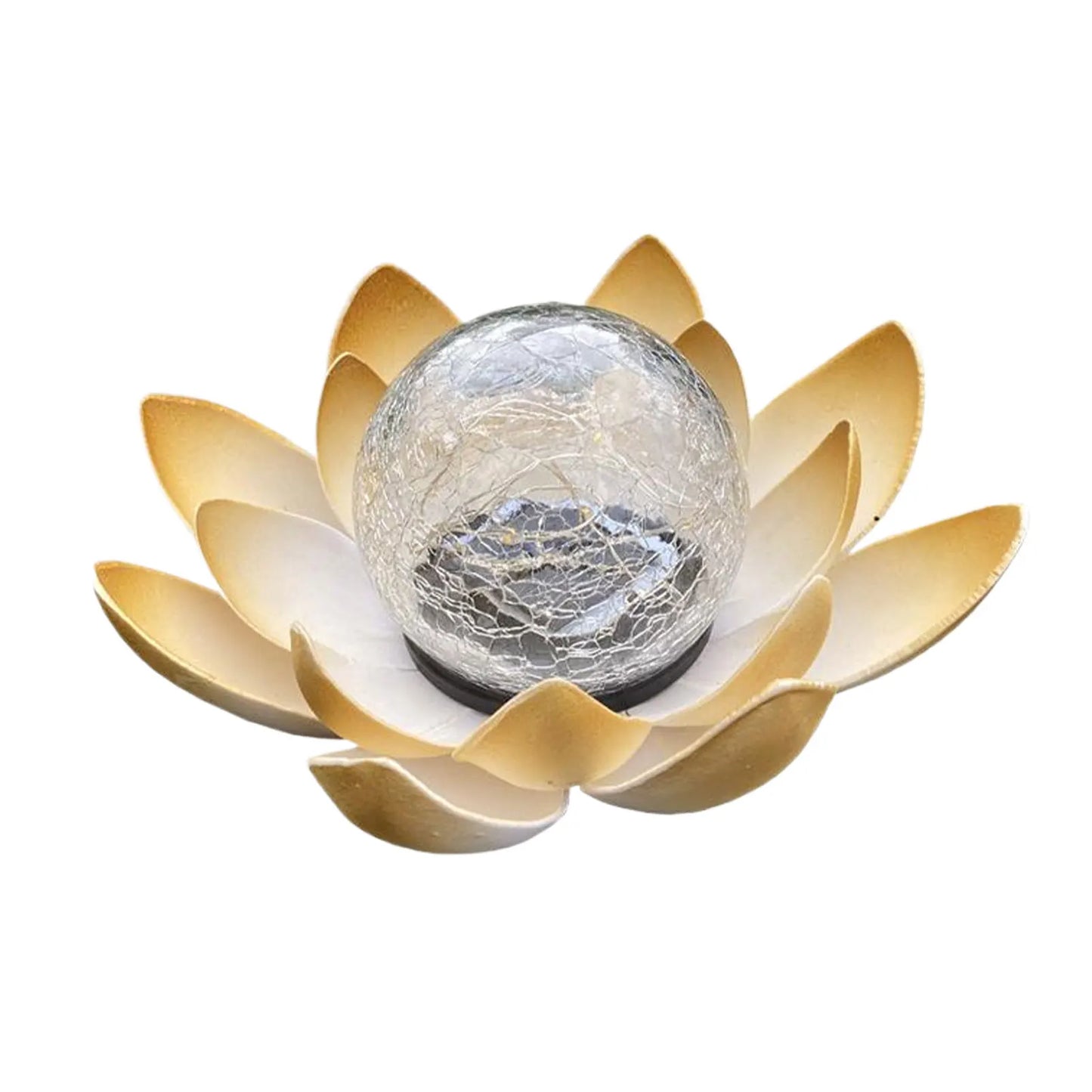 Lotus Shaped Garden Solar Lights Cracked Glass Ball Garden Lamp Halloween Christmas Outdoor Patio Lawn Garden Decoration