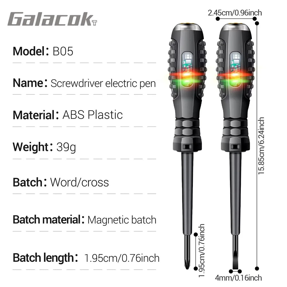 Multifunctional Electrician Test Screwdriver AC Non-contact Induction Test Pen Voltage Tester 70-600V Red Green Induction Lights