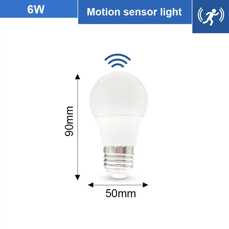 1pc PIR Motion Sensor LED Bulb 6W 9W 12W 15W 18W 20W E27 Radar Sensor Light Lamp Lamparas 110V 220V For Home Stair Pathway