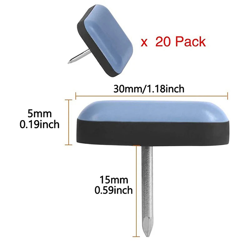 20pcs Nail on Furniture Glides Pads Household Furniture Sliders Chair Leg Movers Floor Protectors Pads Furniture Accessories