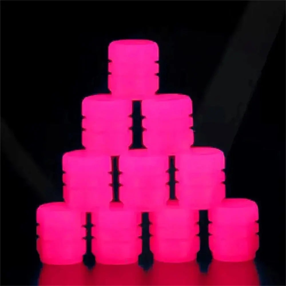 20PCS Luminous Tire Valve Caps Motorcycle Bike Wheel Nozzle Dustproof Tyre Valve Stem Fluorescent Night Glowing Car Decor