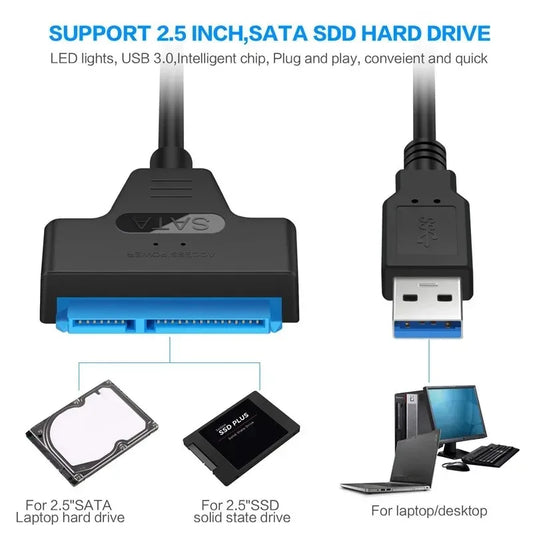 Coolcirc USB 3.0 To Sata Cable For 2.5 Inch External HDD SSD Hard Drive Adapter SATA To USB Hard Disk Adapter Cable