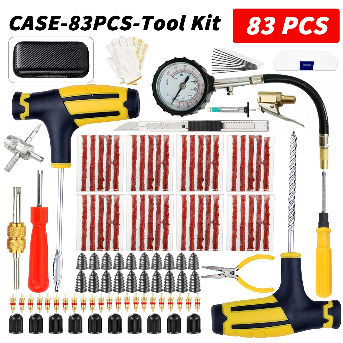 Car Tire Repair Kit Puncture Plug Tools Tyre Puncture Emergency for Universal Tire Strips Stiring Glue Repair Tool Kit