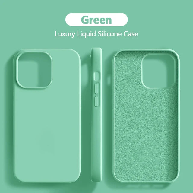 Liquid Silicone Case For iPhone 11 14 13 12 15 Pro Max Phone Cases For iPhone 13 12 Mini 14 15 7 8 Plus X XR XS Shockproof Cover