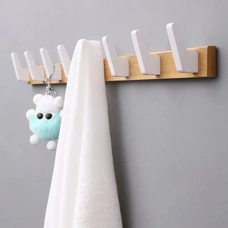 New Bamboo Solid Wood Hanging Clothes Hook Wall Hanging Clothes Hanger Living Room Furniture Foyer Bedroom Wall Door Coat Racks