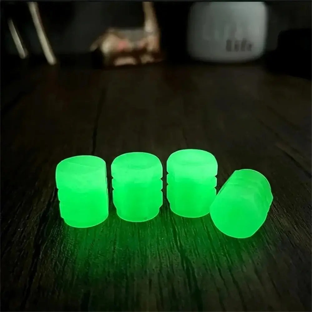 20PCS Luminous Tire Valve Caps Motorcycle Bike Wheel Nozzle Dustproof Tyre Valve Stem Fluorescent Night Glowing Car Decor