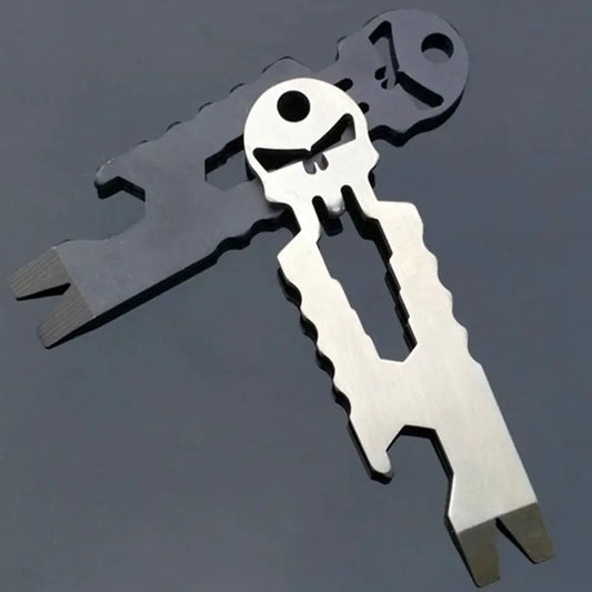 Stainless Steel Tactical EDC Carry-on Pocket Outdoor Multi-function Tool Skull Keychain Screwdriver Crowbar