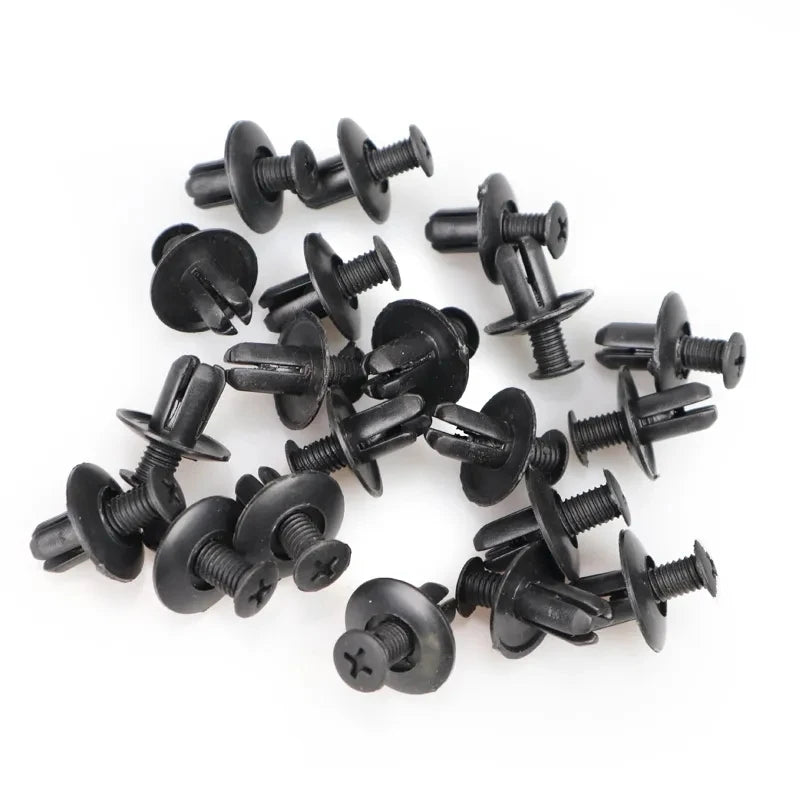 50pcs Car 8mm Hole Plastic Rivets Fastener Push Clip Black Auto Vehicle Door Trim Panel Retainer Fastener Car Accessory Voiture