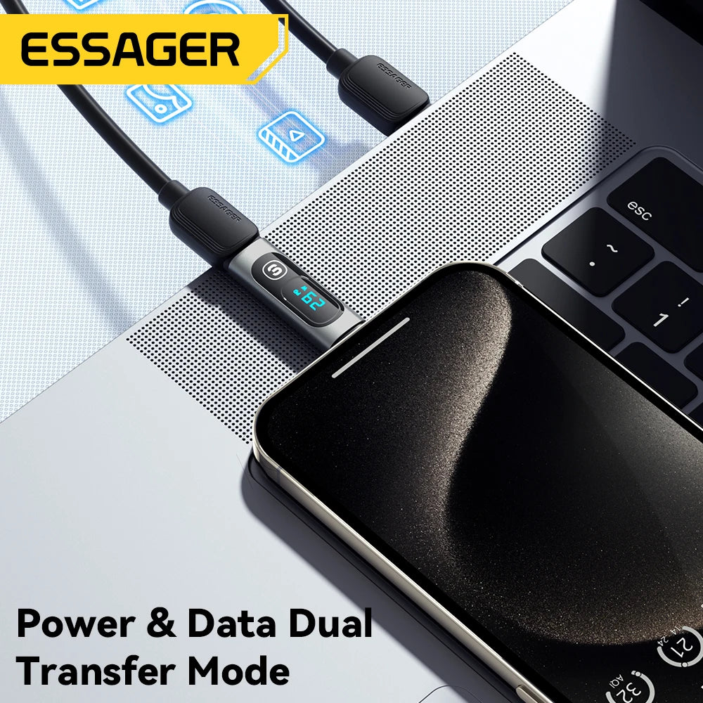 Essager 240W USB C Adapter Type C to USB C 3.0 2.0 OTG Connector Digital Display Data Adapter 100W For Macbook Pro Air Samsung