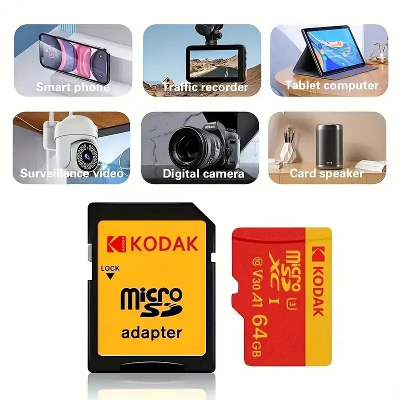 KODAK Micro SD Card Memory Card Class 10 256GB 128GB 64GB 32GB 4K High Speed Cartao De Memoria Flash Memory TF Mecard C10