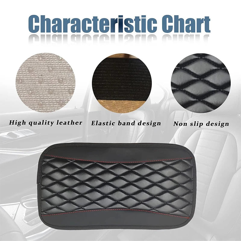 Car Armrest Cover Mat Universal PU Leather Ethnic Style Print Waterproof Non Slip Storage Box Pad Auto Styling Interior Accessor