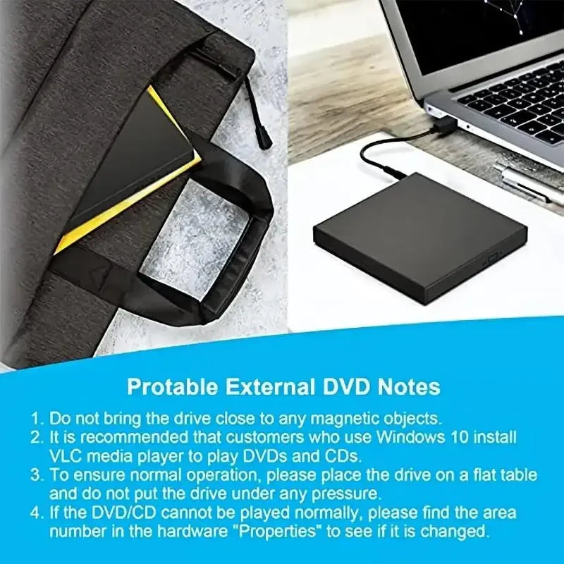 External CD DVD Drive, USB 2.0 Slim Protectable External CD-RW Drive DVD-ROM  Player for Laptops Desktop PCs