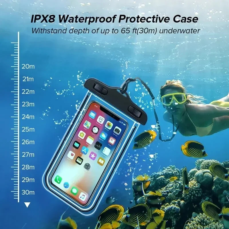 Waterproof Phone Case Swimming Water Proof Bag Universal Underwater Phone Protector Pouch PV Cover for iPhone 12 Pro Xs Max XR X