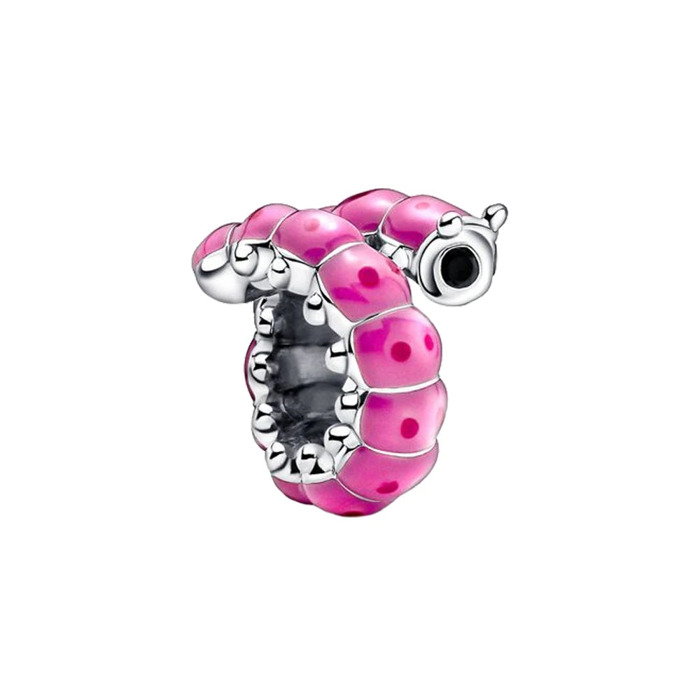 Pink Charms Murano Glass Beads Plata Charms of Ley Fit Original Pandora Bracelet Necklace Charm Silver Colour Pendant Jewelry