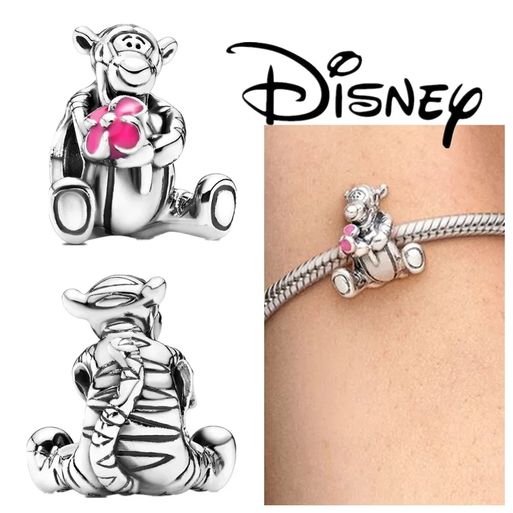 Disney 925 Silver Dumbo Clip Charm Mickey Minnie Love Heart Beads Fit Original Pandora Bracelets DIY Pendant Women Jewelry Girl