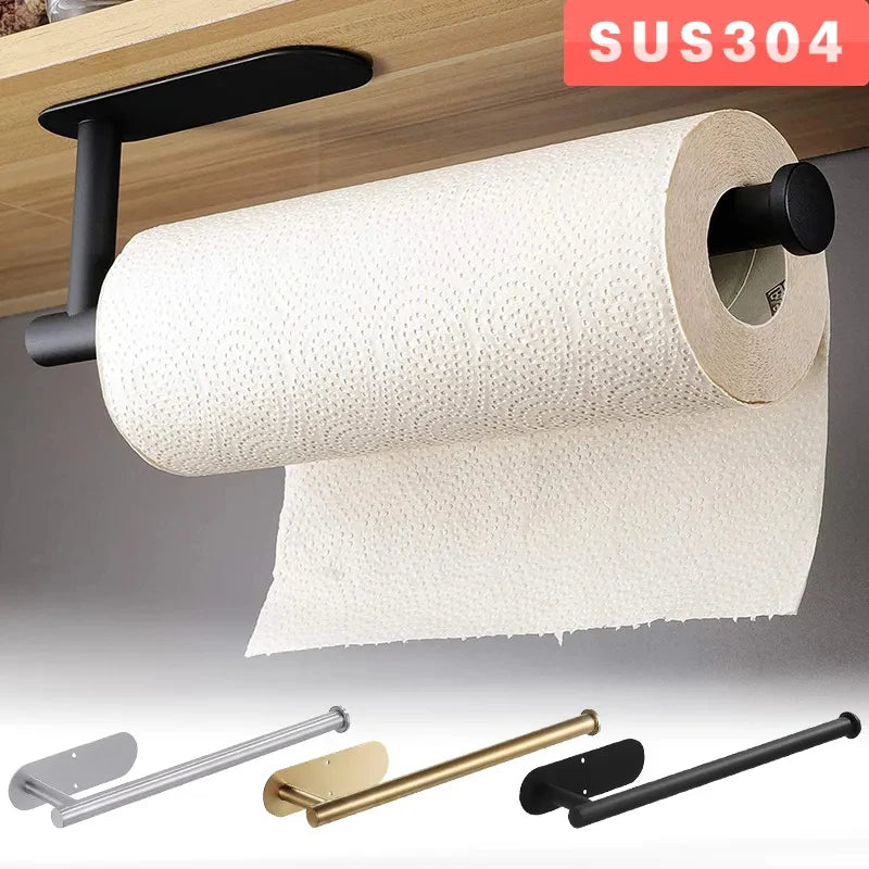 Bathroom bathroom extended storage rack, stainless steel tissue holder, adhesive toilet roll holder