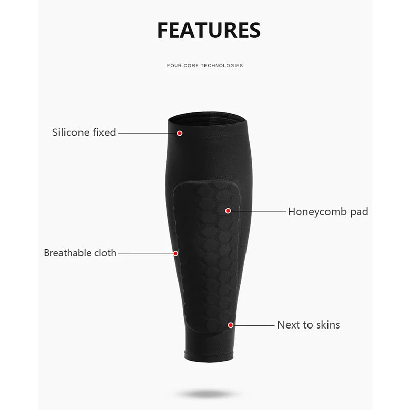 1 PC Leg Sleeves Shin Guards Shockproof Honeycomb Nylon Support Sock Shin Protector Soccer Gear Soccer Shields Sports Legging