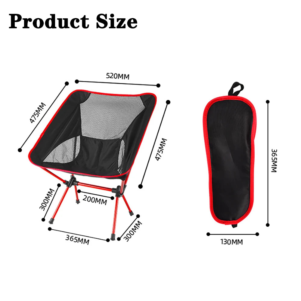 Detachable Portable Folding Moon Chair Outdoor Camping Chairs Beach Fishing Chair Ultralight Travel Hiking Picnic Seat Tools