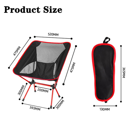 Detachable Portable Folding Moon Chair Outdoor Camping Chairs Beach Fishing Chair Ultralight Travel Hiking Picnic Seat Tools