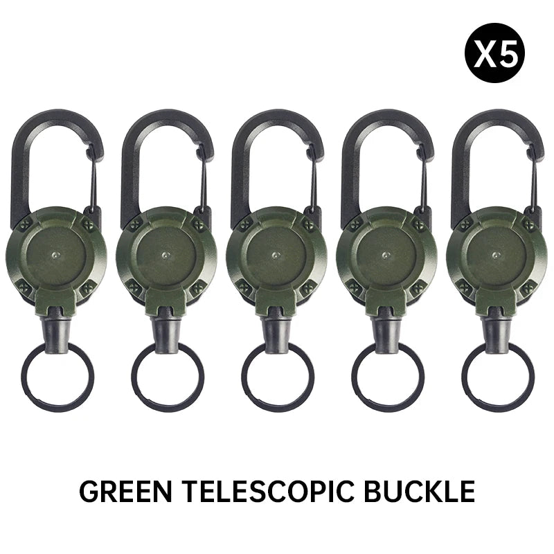 Adjustable Key Chain Adopts Steel Wire Rope Anti-fall Easy To Pull Buckle Elastic Hook Type Telescopic Buckle To Prevent Loss