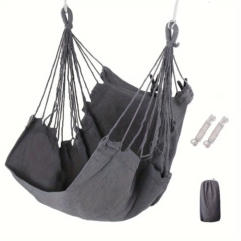 1pc Relaxing Casual Fabric Hammock Chair - Swing & Rocking Comfort for College Dorms - Complete with Two Tie Ropes, Storage Bag,