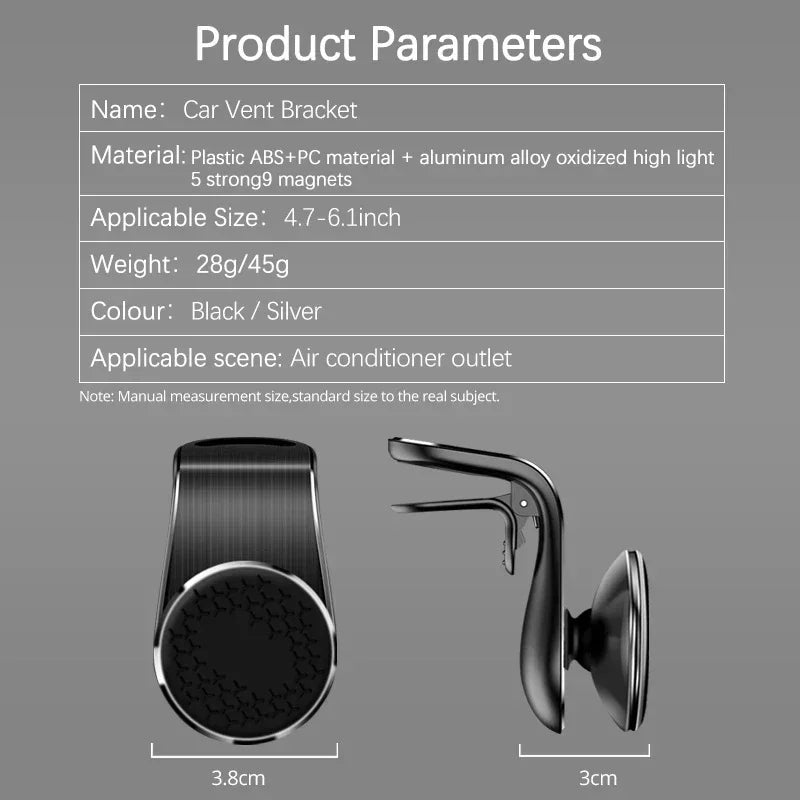 Magnetic Car Phone Holder Air Vent Clip Mount Mobile Cellphone GPS Support For Xiaomi iPhone 15 Huawei Samsung Phone Car Stand