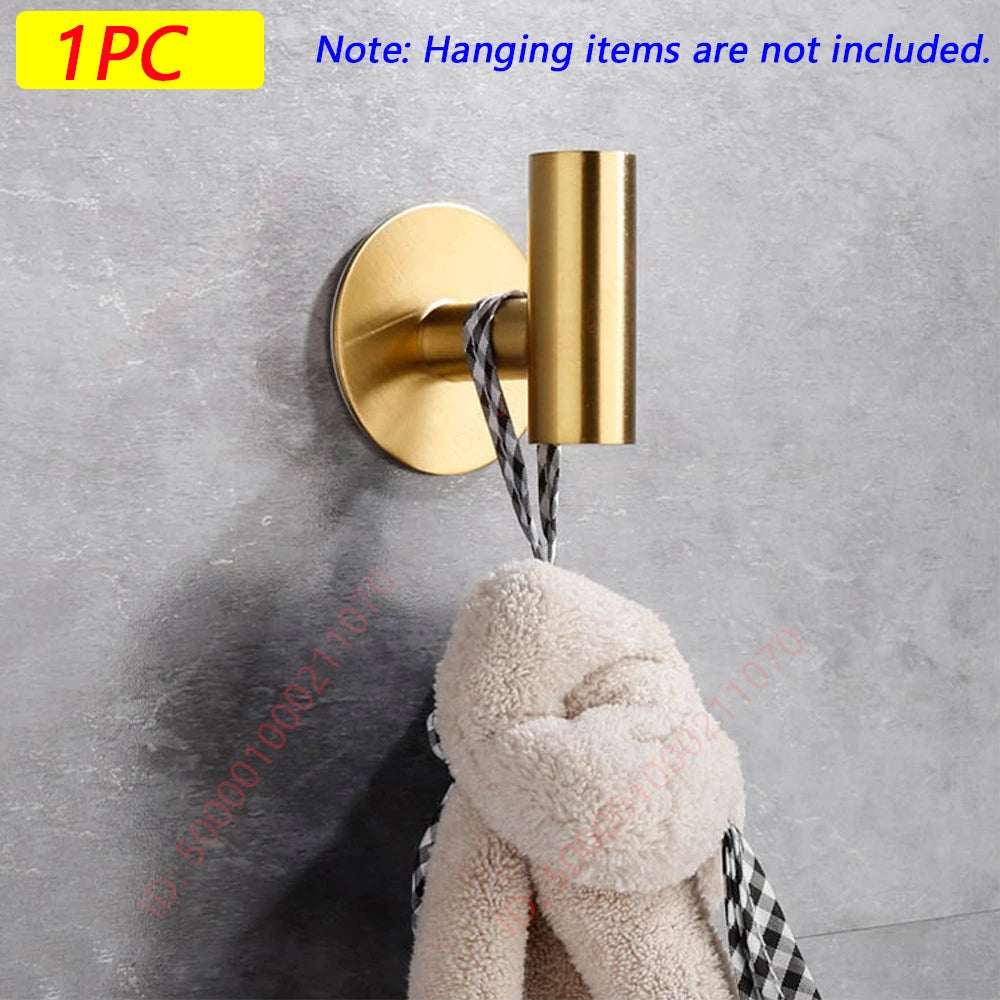 1/2PCS Adhesive Wall Hook Stainless Steel Robe Sticker Hooks Towel Coat Key Pants Hangers Bathroom Kitchen Storage Accessories