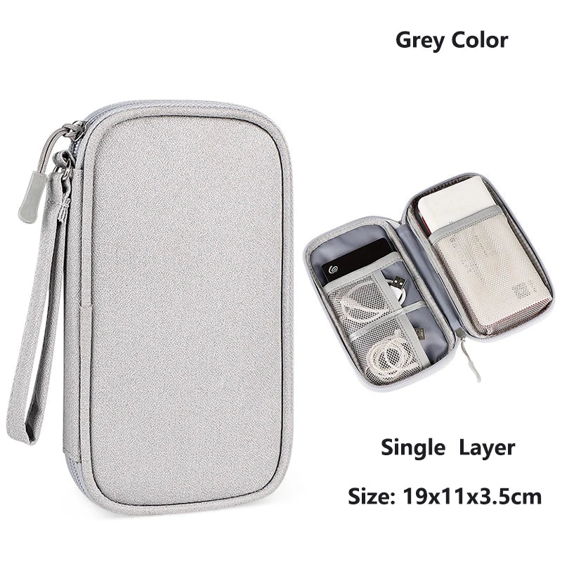 Data Cable Storage Bag Waterproof Travel Organizer Bag Portable Carry Case Double Layers Storage Bag for Cable Cord USB Charger