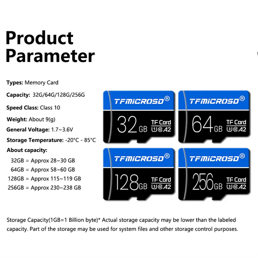 TFMicroSD Memory Card 64GB 128GB 256GB U3 C10 Mini SD/TF cartão de memória 32GB U1 For Phones Nintendo Switch Games Camera 4K TV