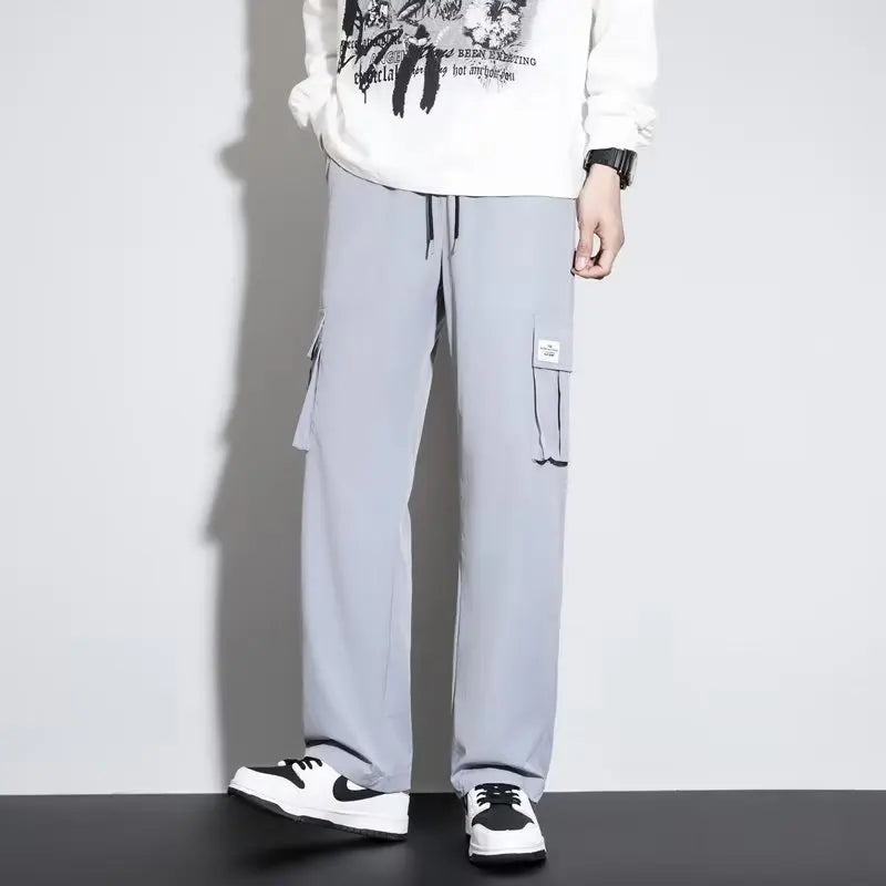 The new 2024 outdoor sports casual cargo pants baggy straight trend leggings handsome Hong Kong trend pants